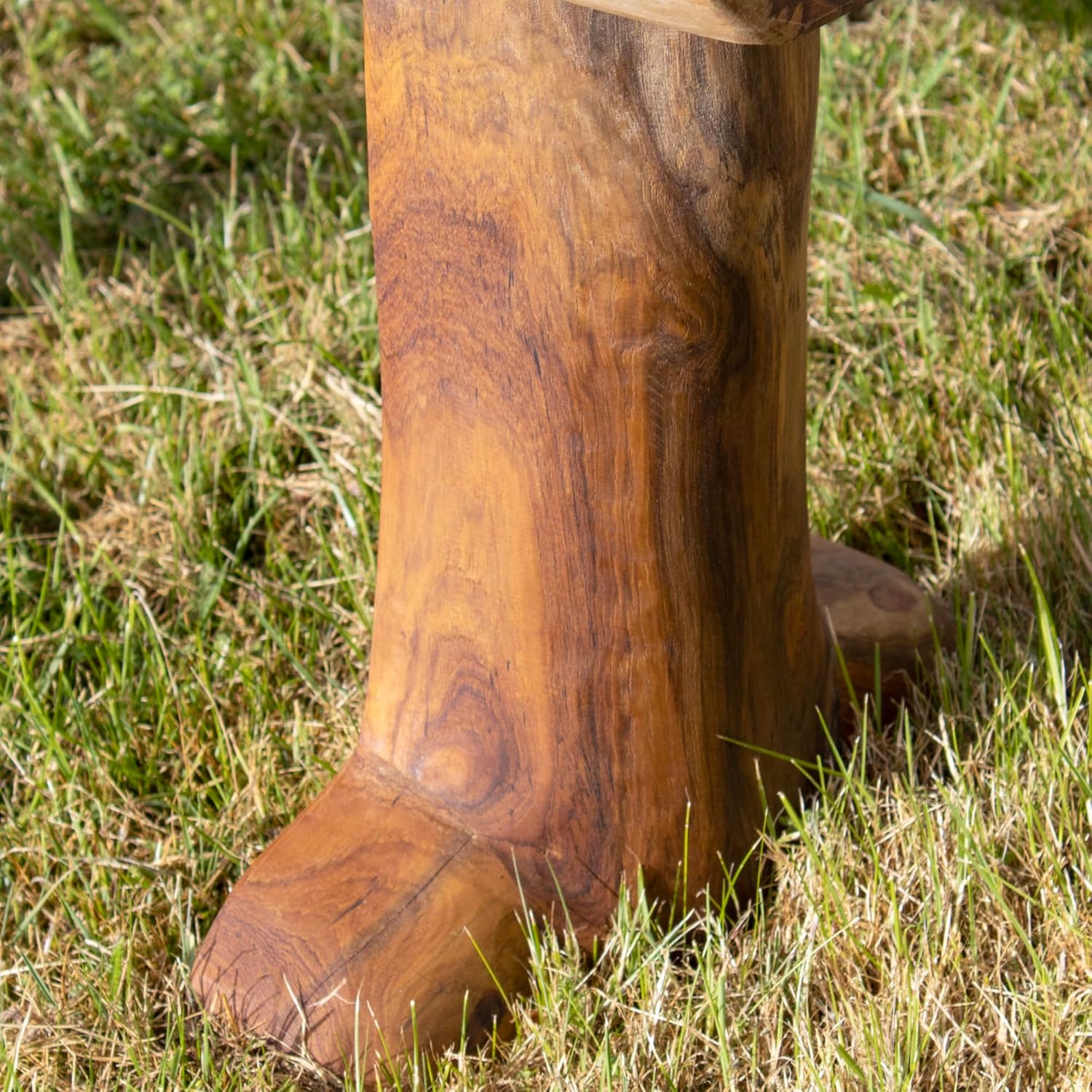 Rustic Teak Root Garden Bench Handmade Wooden Seat 80cm