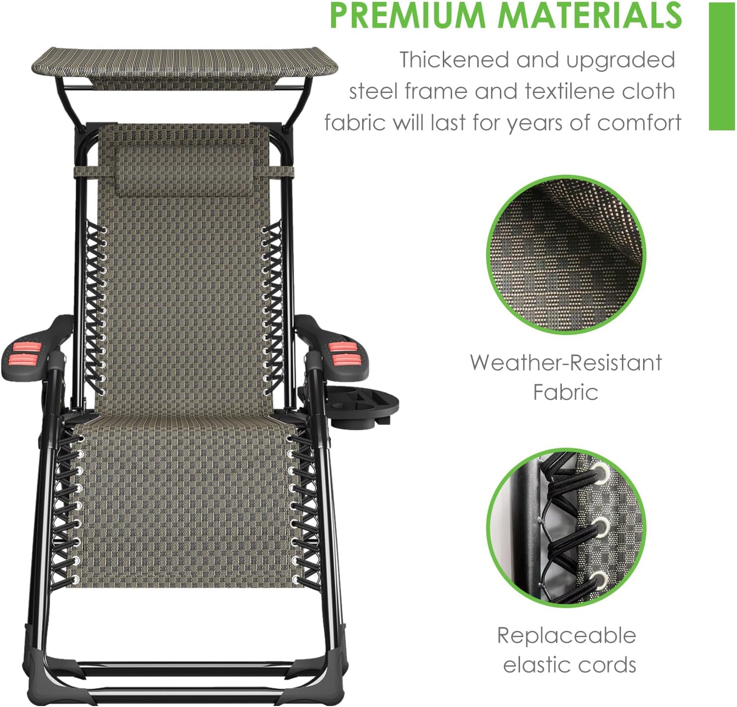 Zero Gravity Chair with Canopy Folding Recliner Black