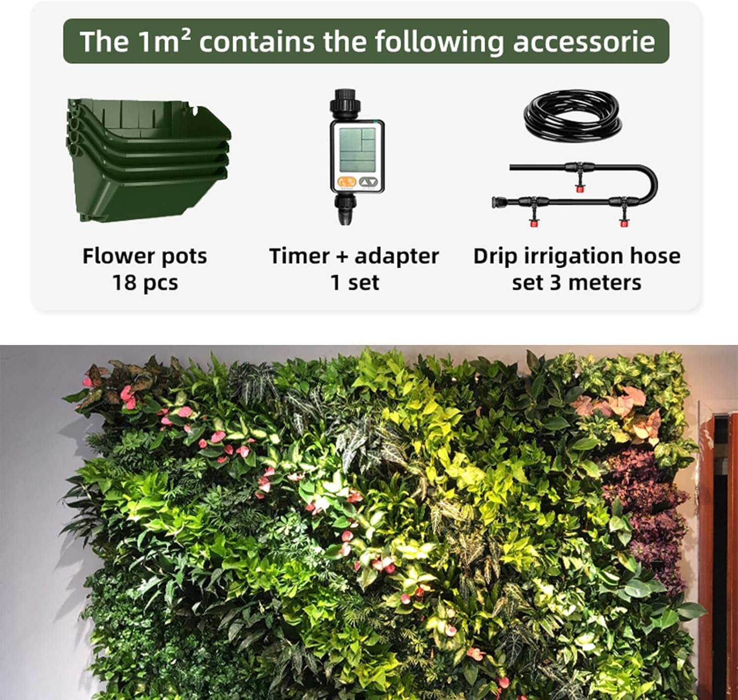 Self Watering Vertical Planter Wall Garden with Timer Irrigation