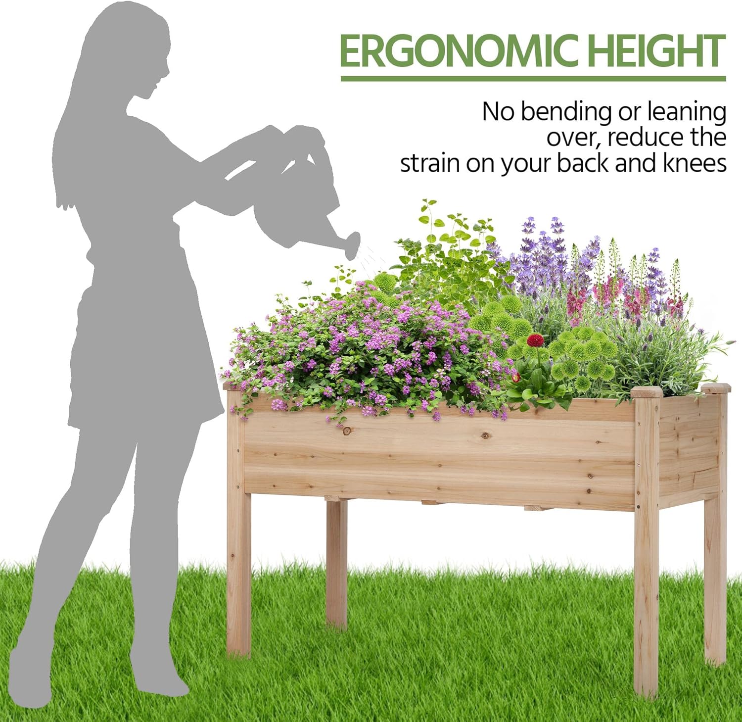 Set of 2 Raised Wooden Garden Beds Elevated Planter Box 120cm