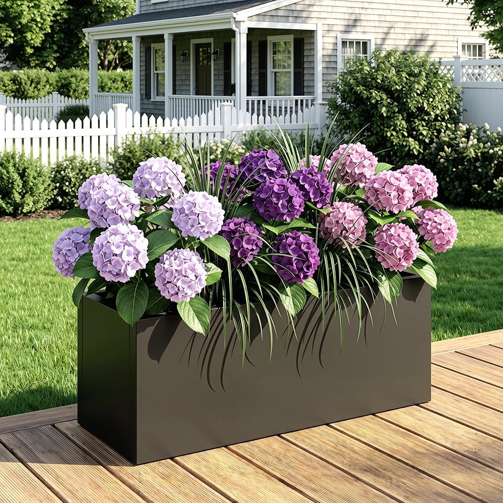 Raised Garden Bed Galvanised Steel Planter Box 70L Outdoor Black