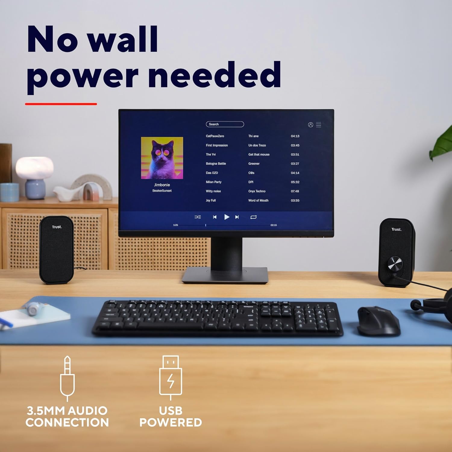 Computer Speakers 2.0 Stereo USB Powered 3.5mm AUX Compact