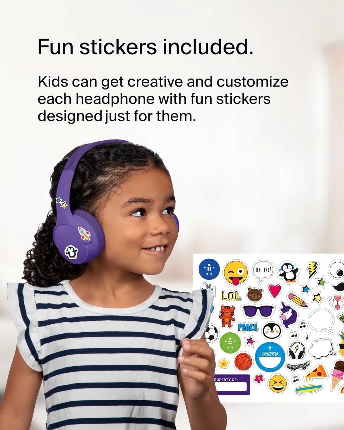 Kids Wireless Bluetooth Headphones Safe Volume 30 Hour Battery