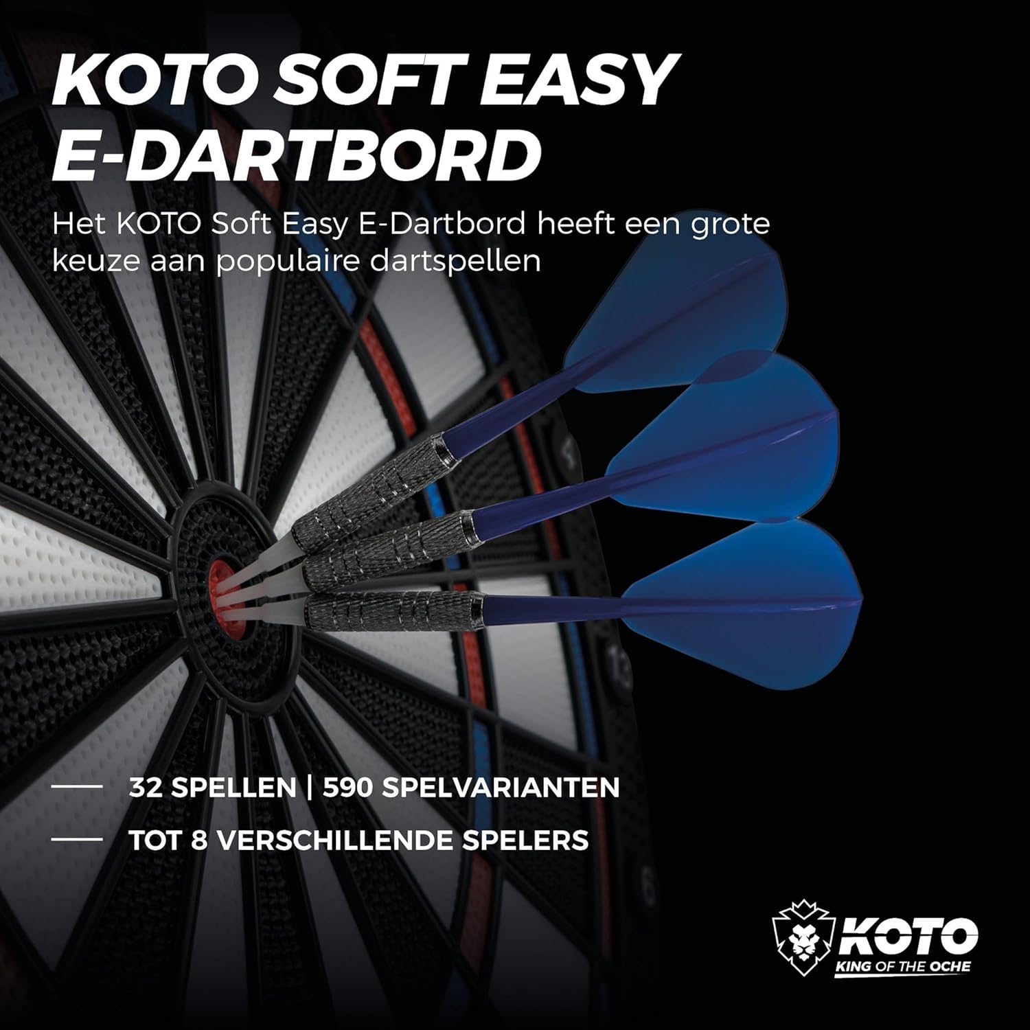 Electronic Dartboard Soft Tip 32 Games 590 Modes 6 Darts Compact