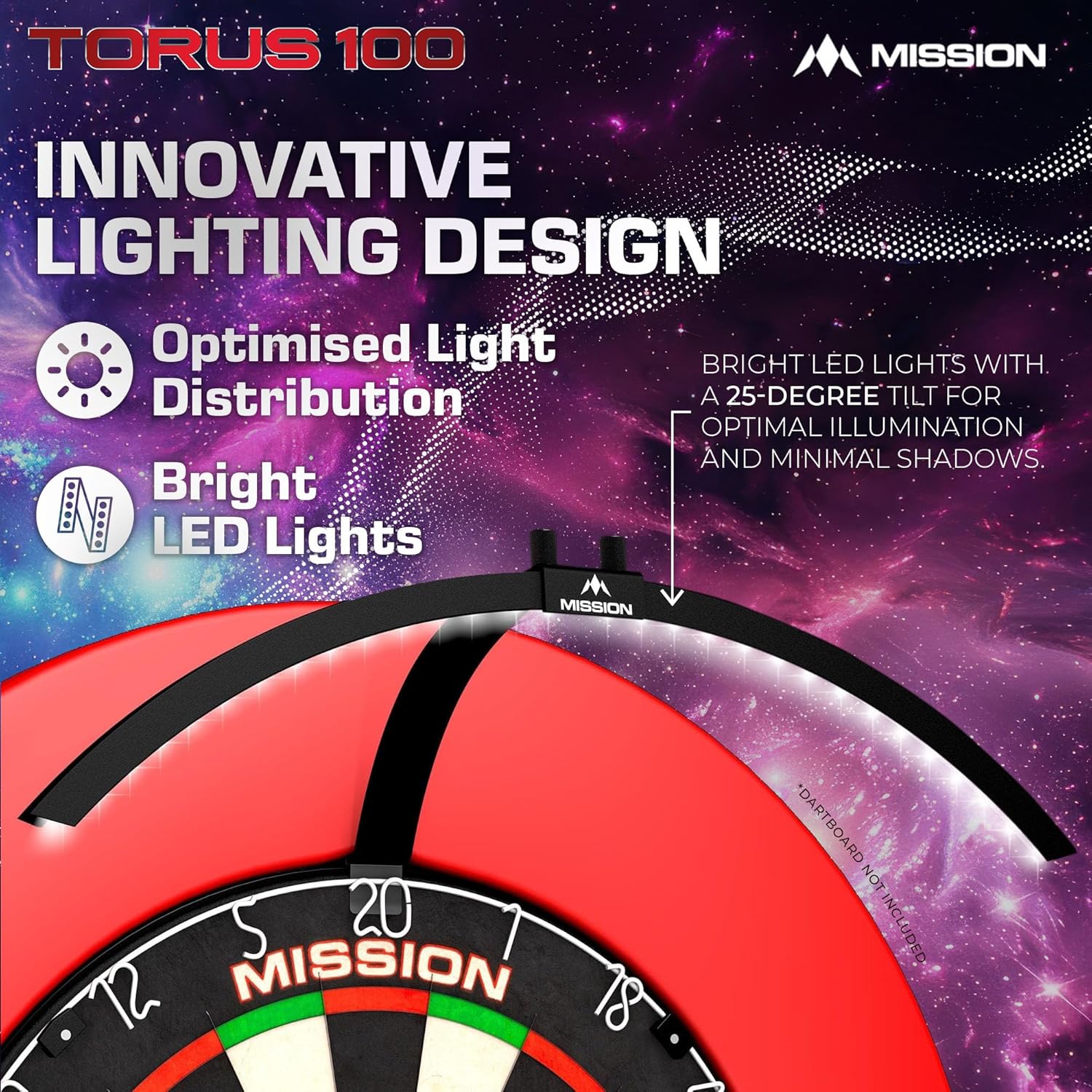 Portable Dartboard LED Light Folding Travel Clip On Lighting