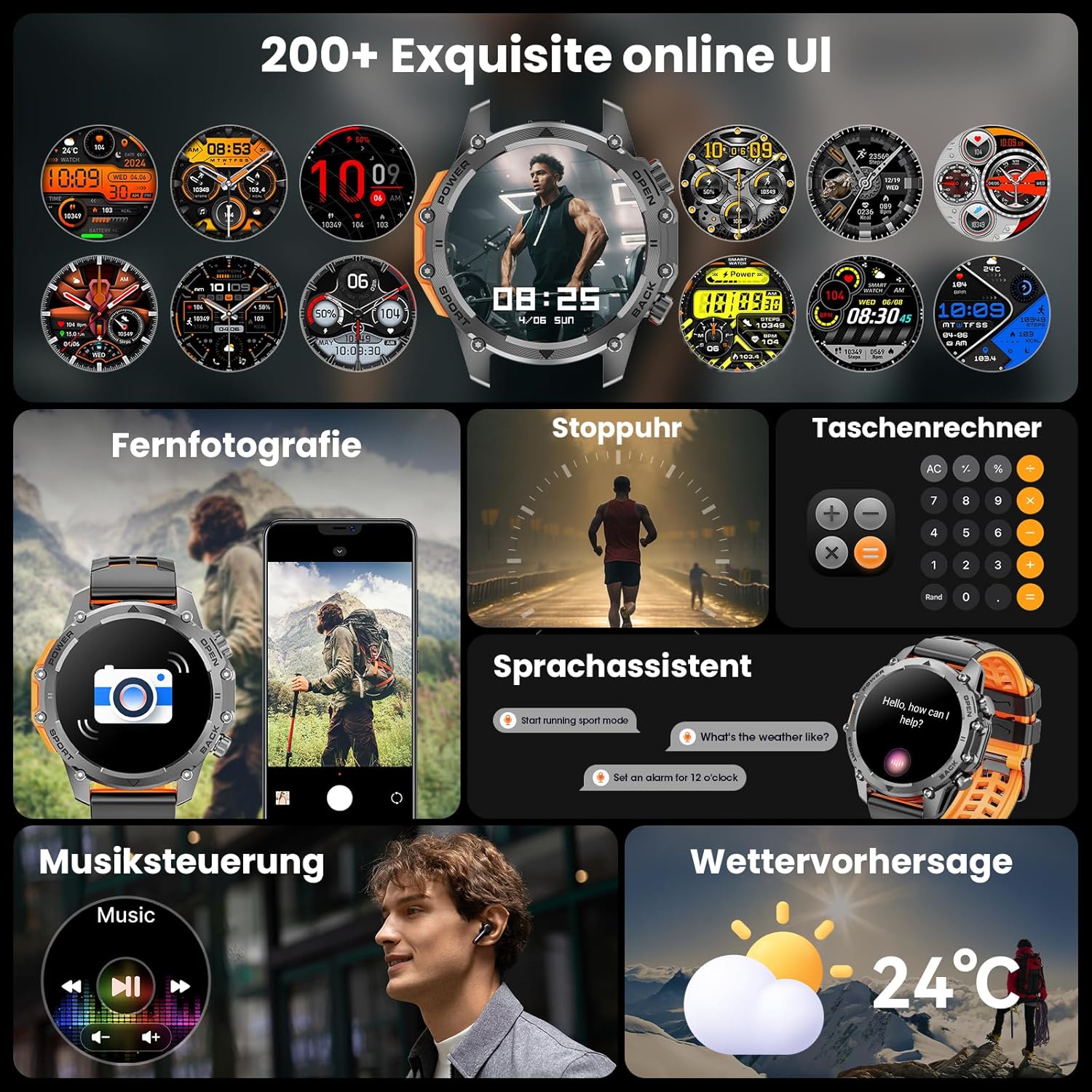 Military Smart Watch 120 Sports LED Flash 500mAh