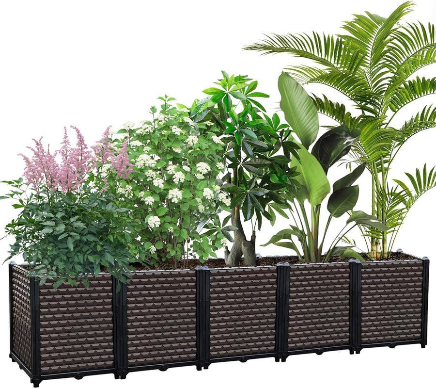 Raised Garden Bed 5 Pack Self Watering Deep Planter Box 50cm
