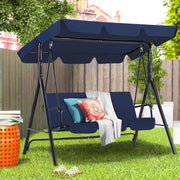 3 Seater Garden Swing Chair Canopy Cushion Steel Frame Blue