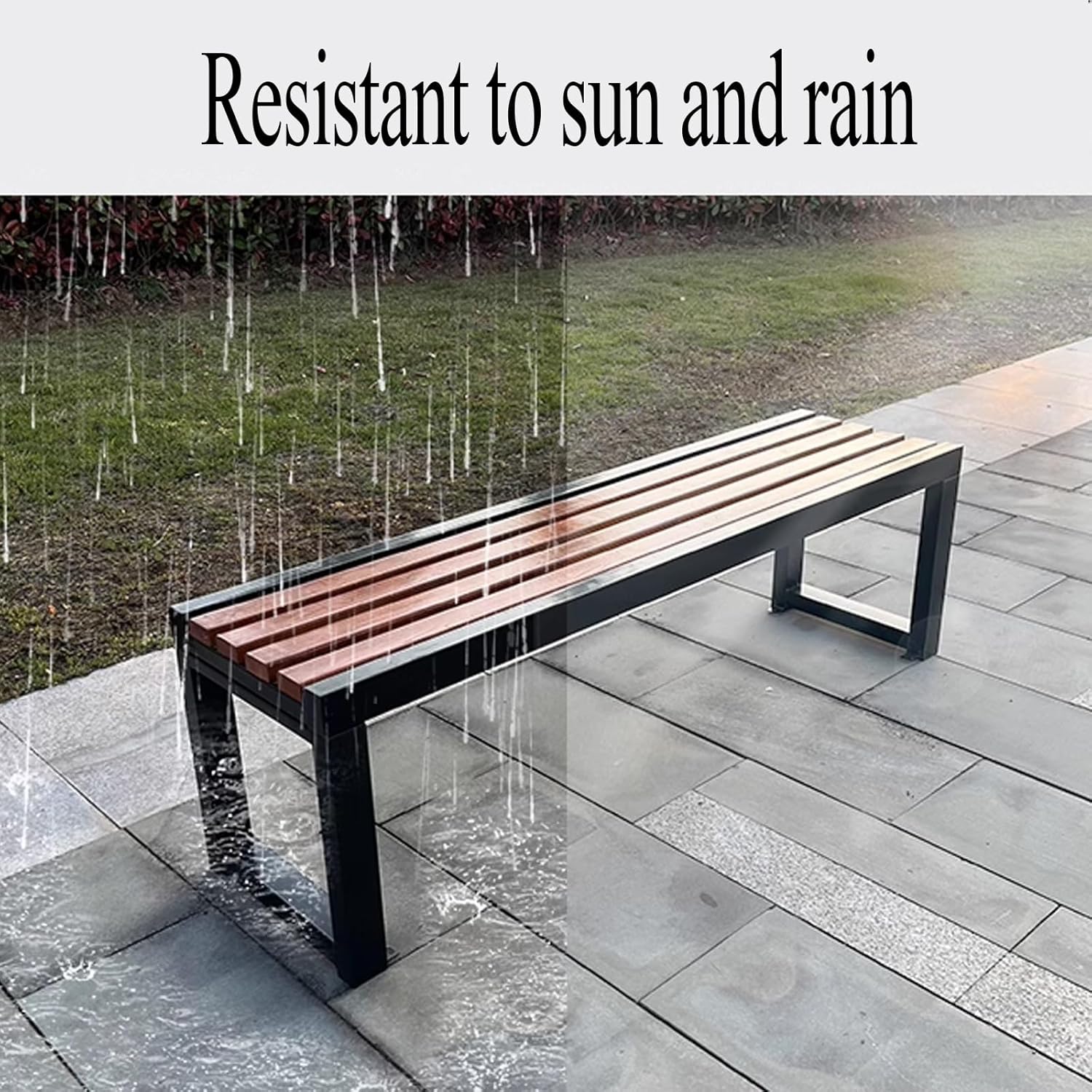 3 Seater Garden Bench 1.2m Wood Metal Outdoor Patio Park Seat
