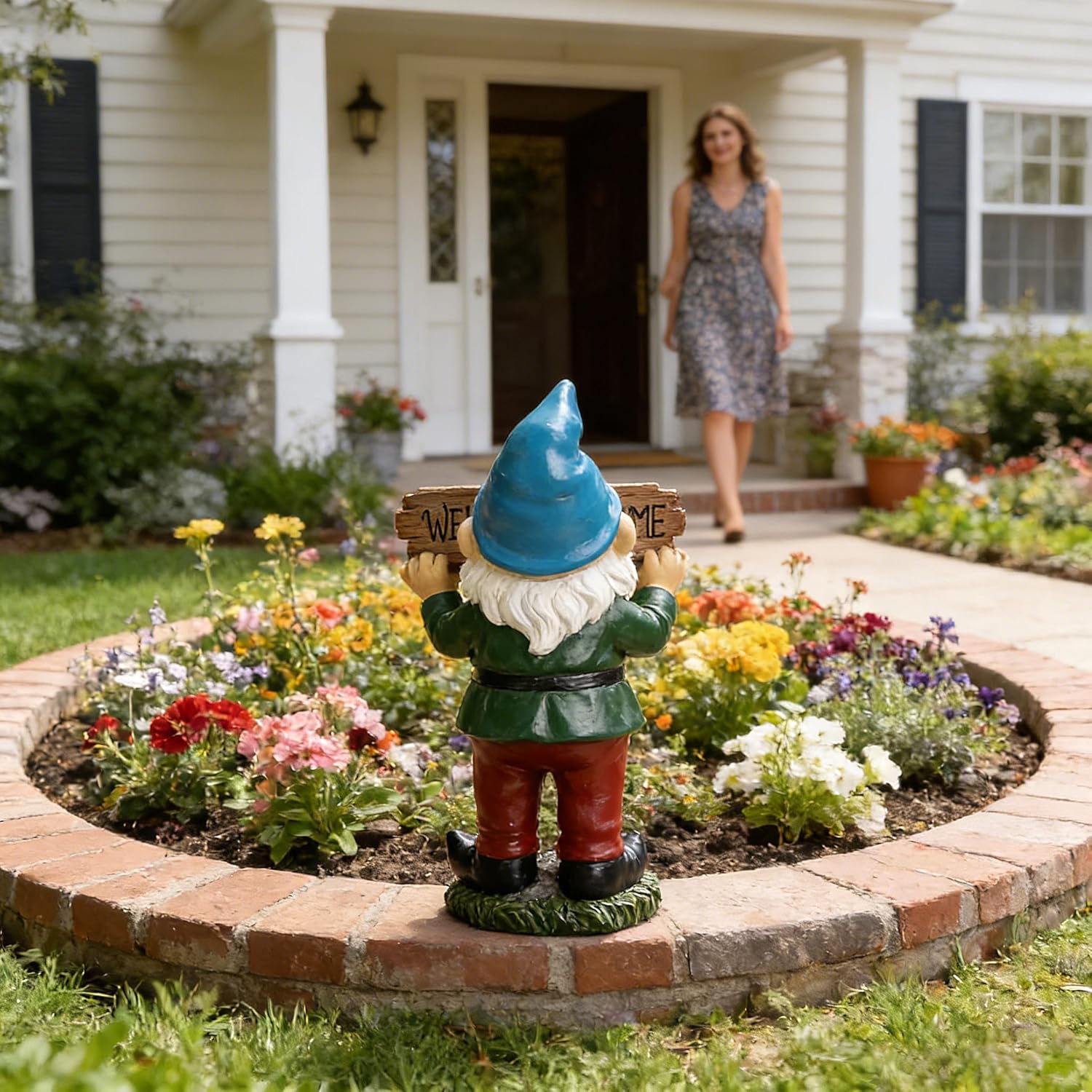 Garden Gnome Statue Resin Waterproof Outdoor Lawn Decor