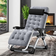 Zero Gravity Folding Sun Lounger Garden Recliner Chair Stone Gray