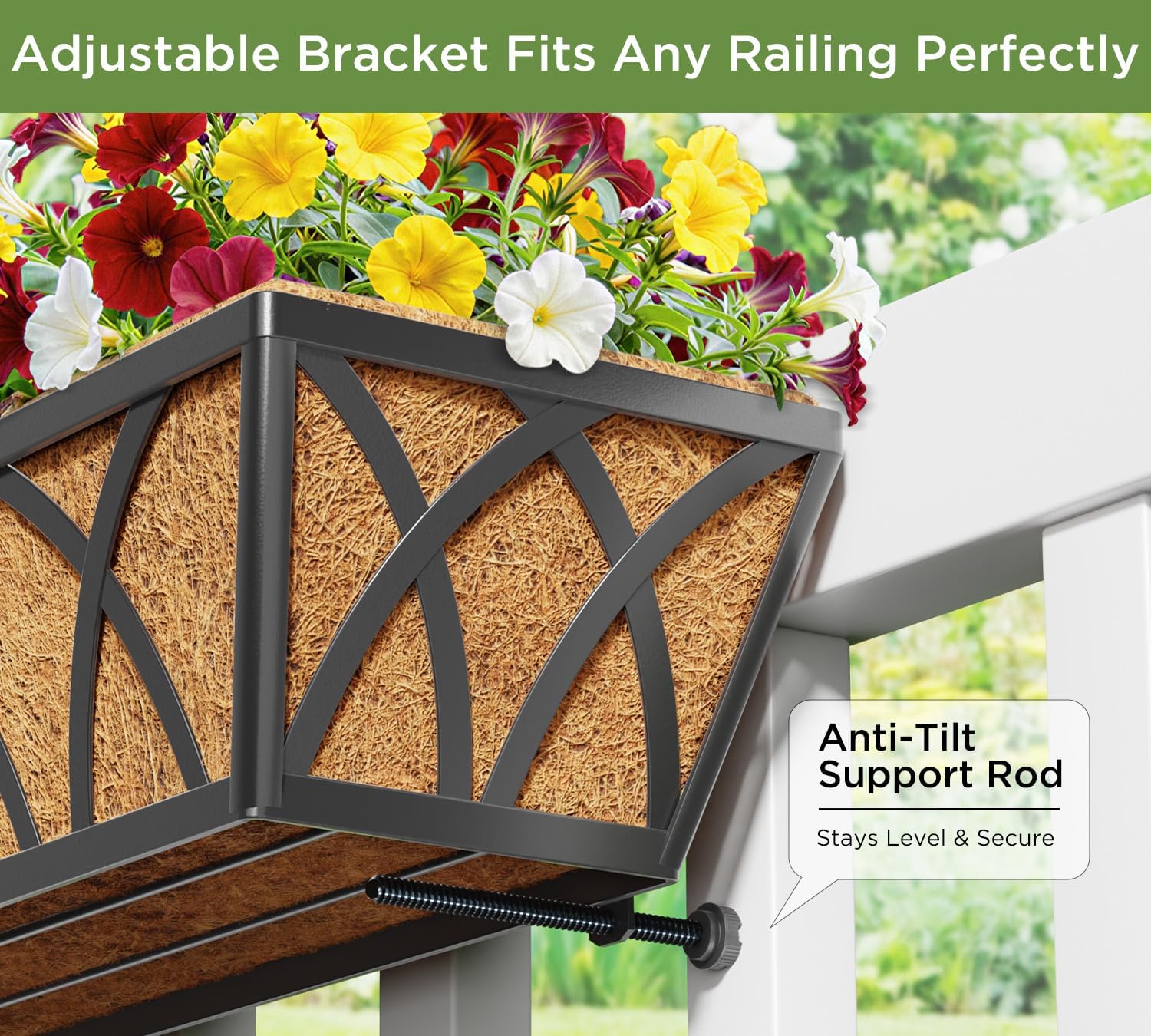 Window Box Planters 24in Set 6 Hanging Metal Trough Coco Liner