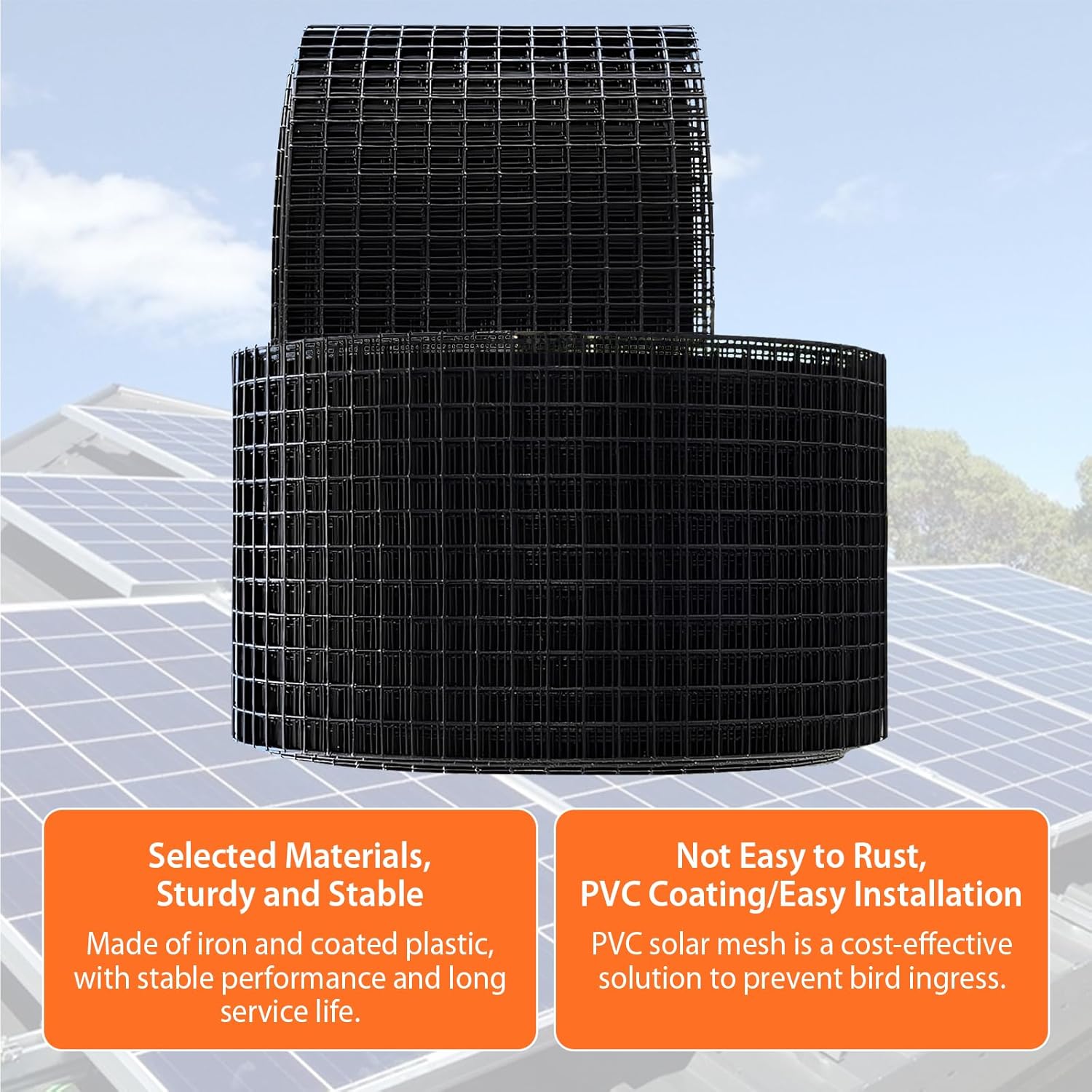 20CM x 30M Solar Panel Bird Mesh Proofing Kit Black