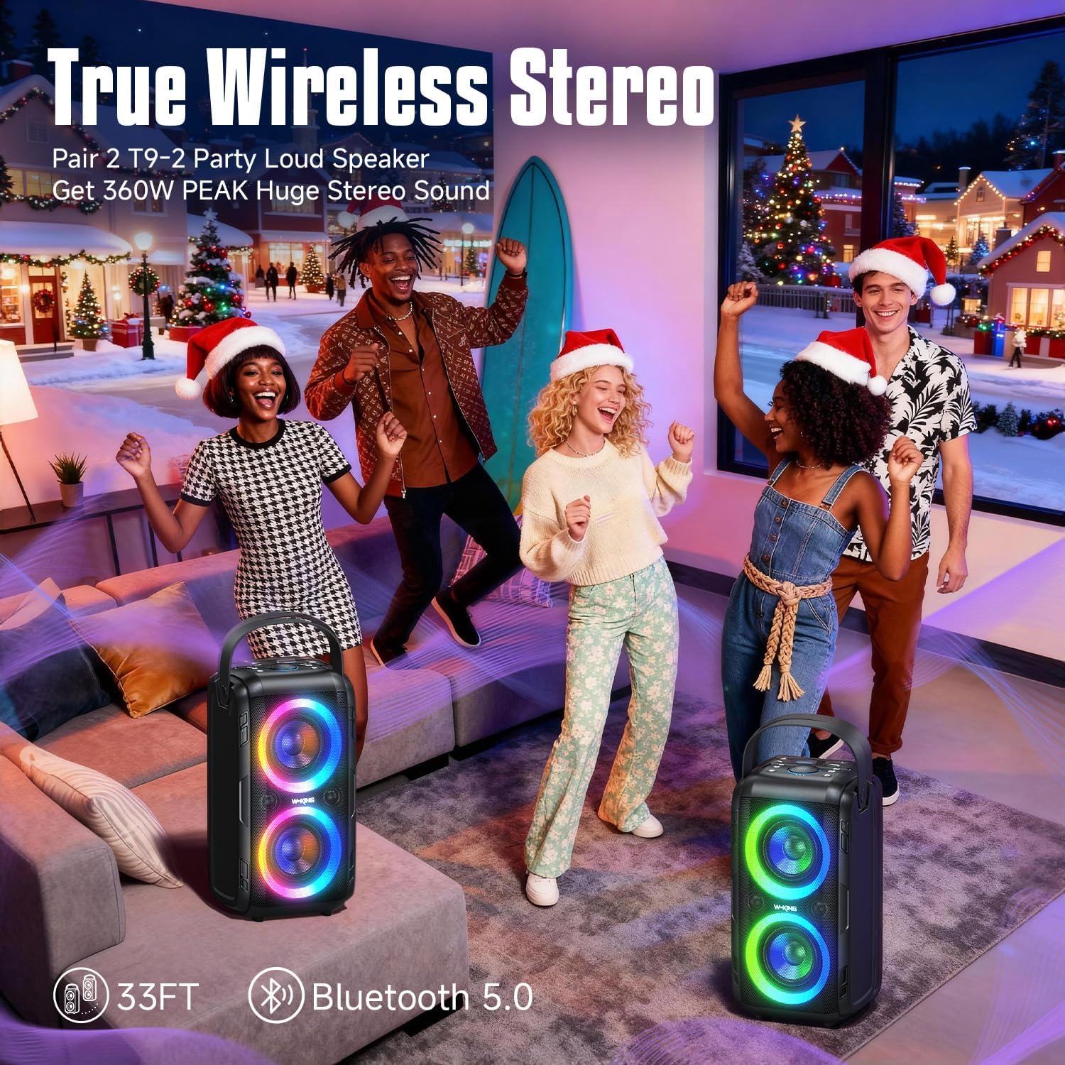 180W Portable Bluetooth Party Speaker Bass LED 24H TWS