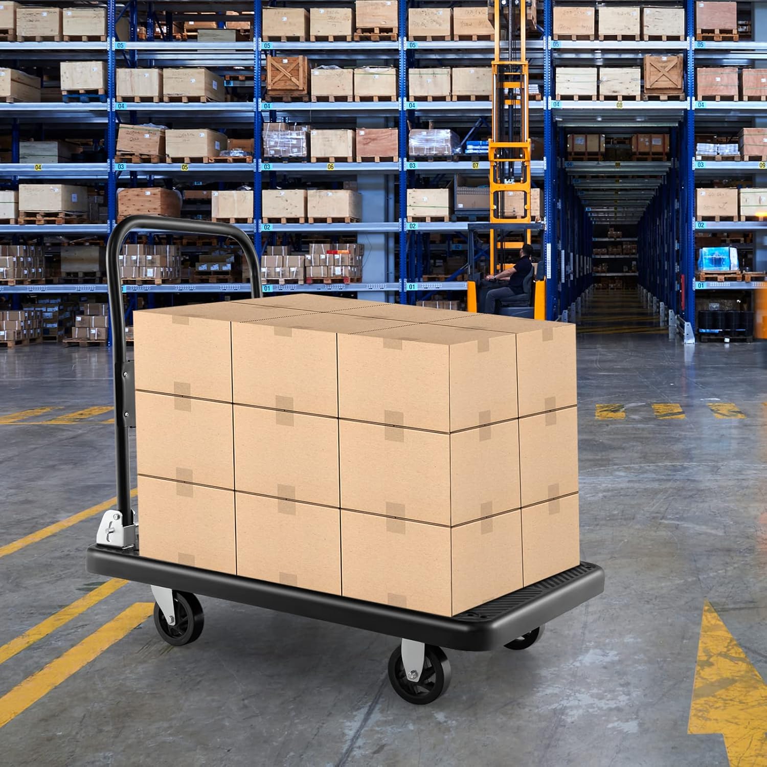 Folding Platform Trolley 400KG Flatbed Cart Black
