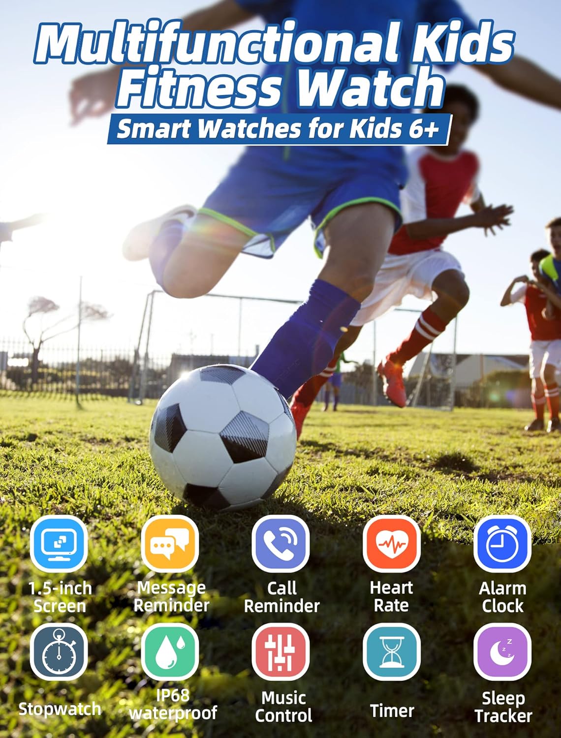 Kids Fitness Smart Watch Blue Heart Sleep Tracker