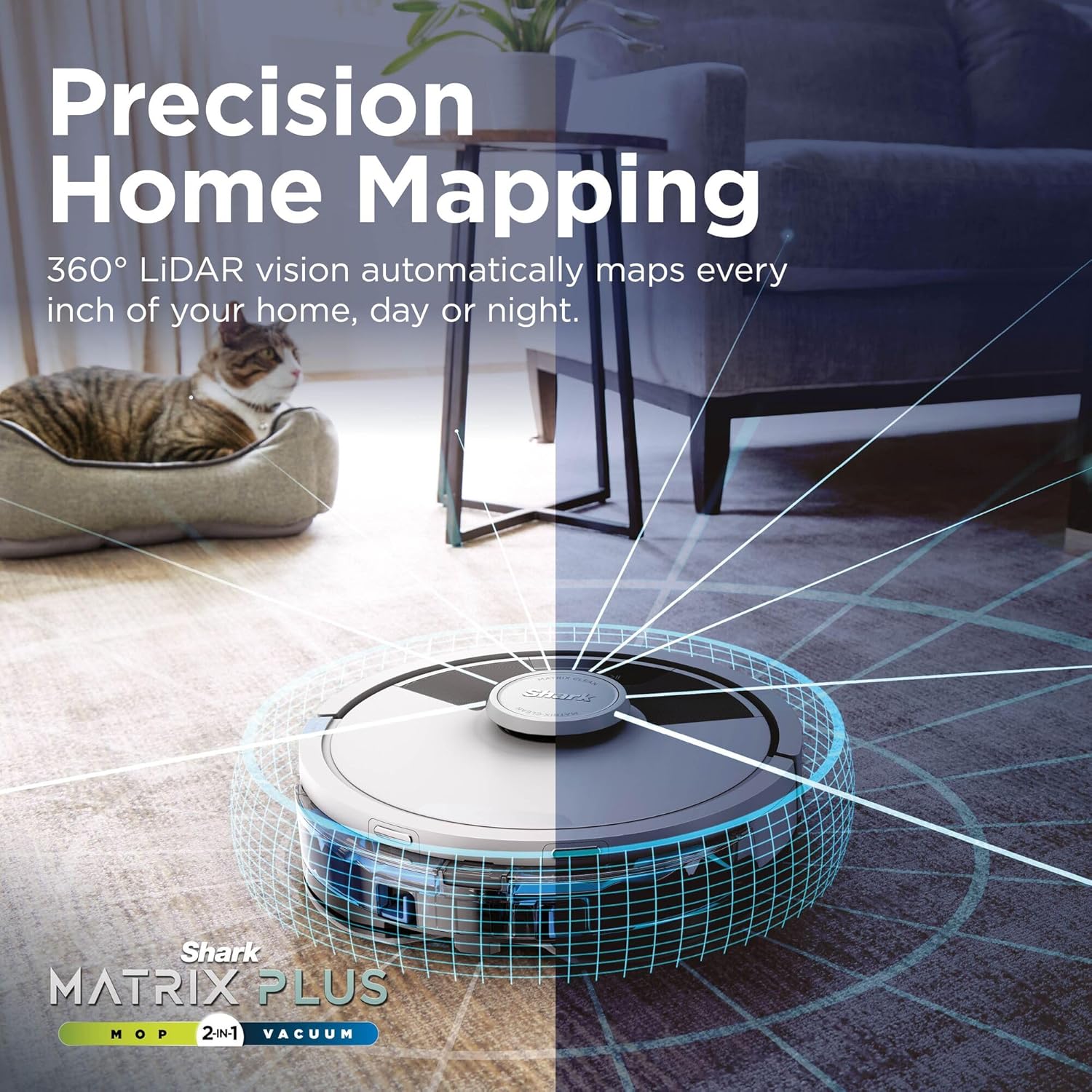 Robot Vacuum Mop Self Empty LiDAR Sonic Clean Pet Hair White