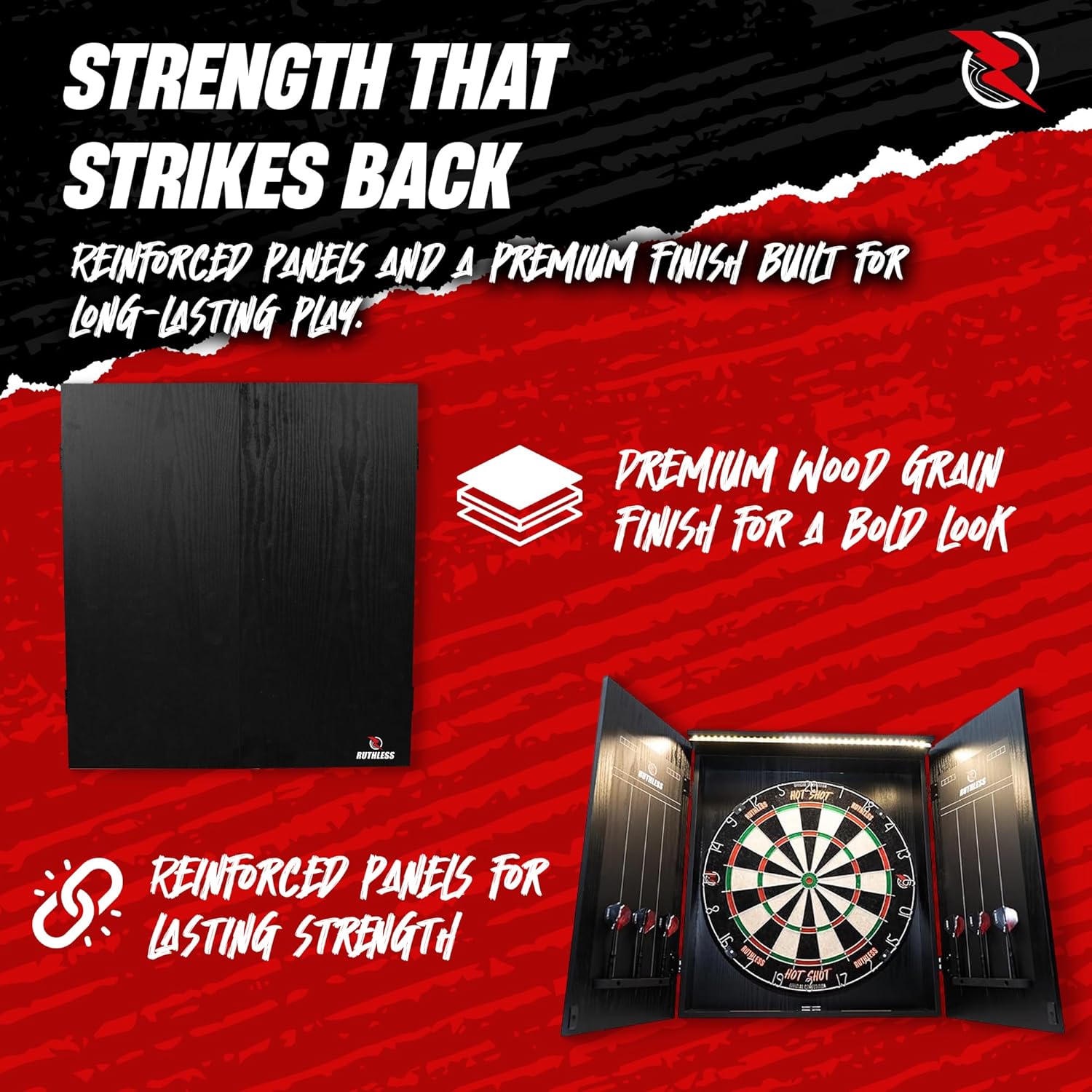 Dart Board Cabinet Set LED Light Home Darts Kit with Darts