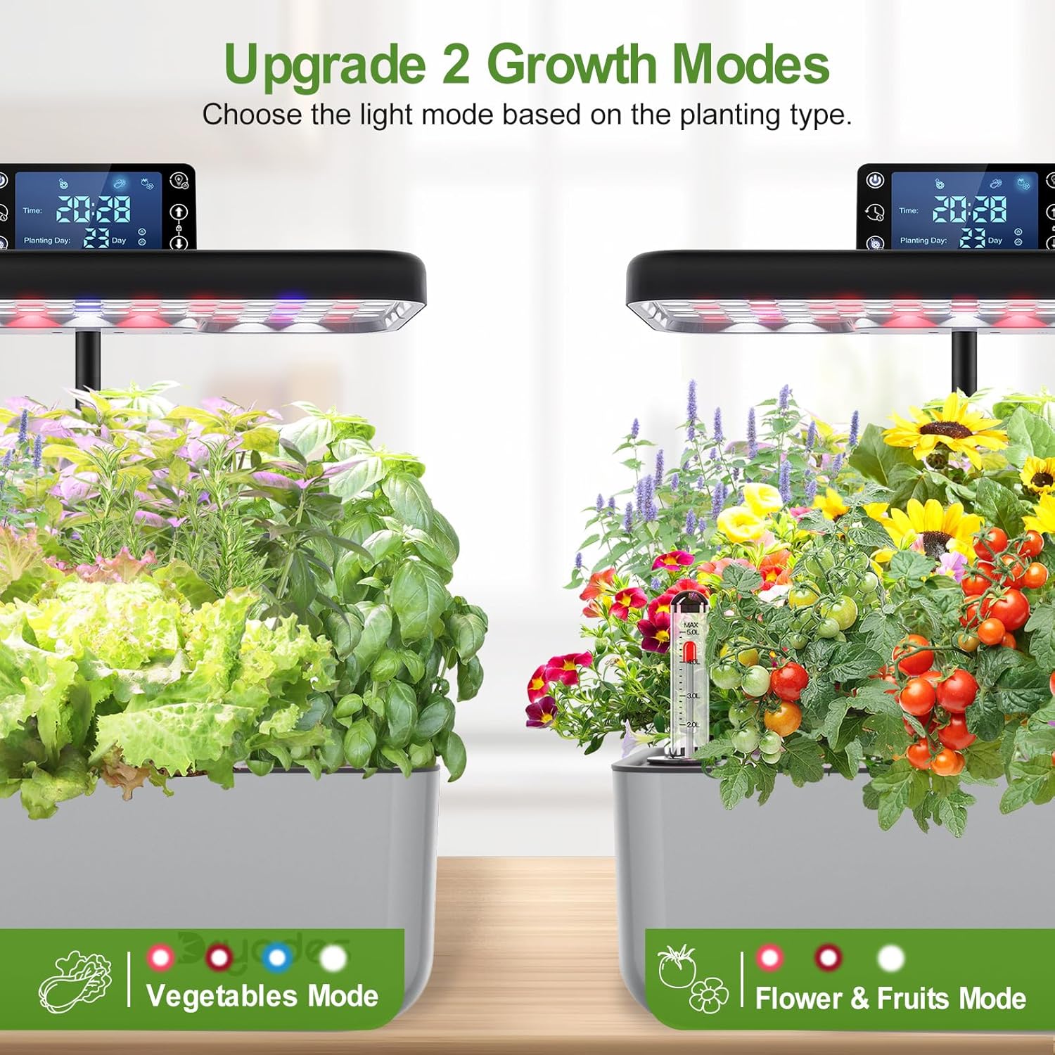 Hydroponic Growing System 12 Pods LED Indoor Herb Garden Silver