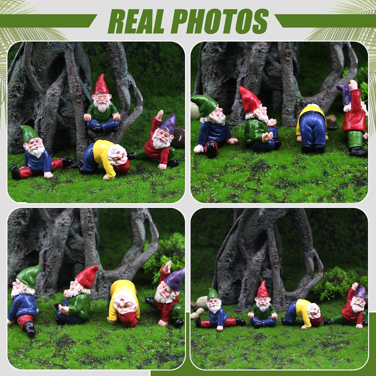 Mini Garden Gnome Figurines 4pcs Yoga Resin Fairy Decor Set