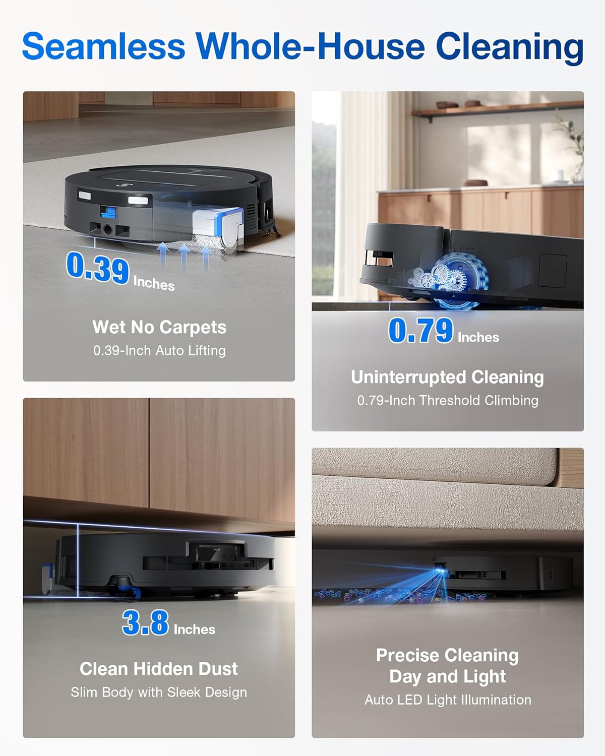 Robot Vacuum Mop Self Empty 18000Pa LiDAR Hot Wash Smart Clean