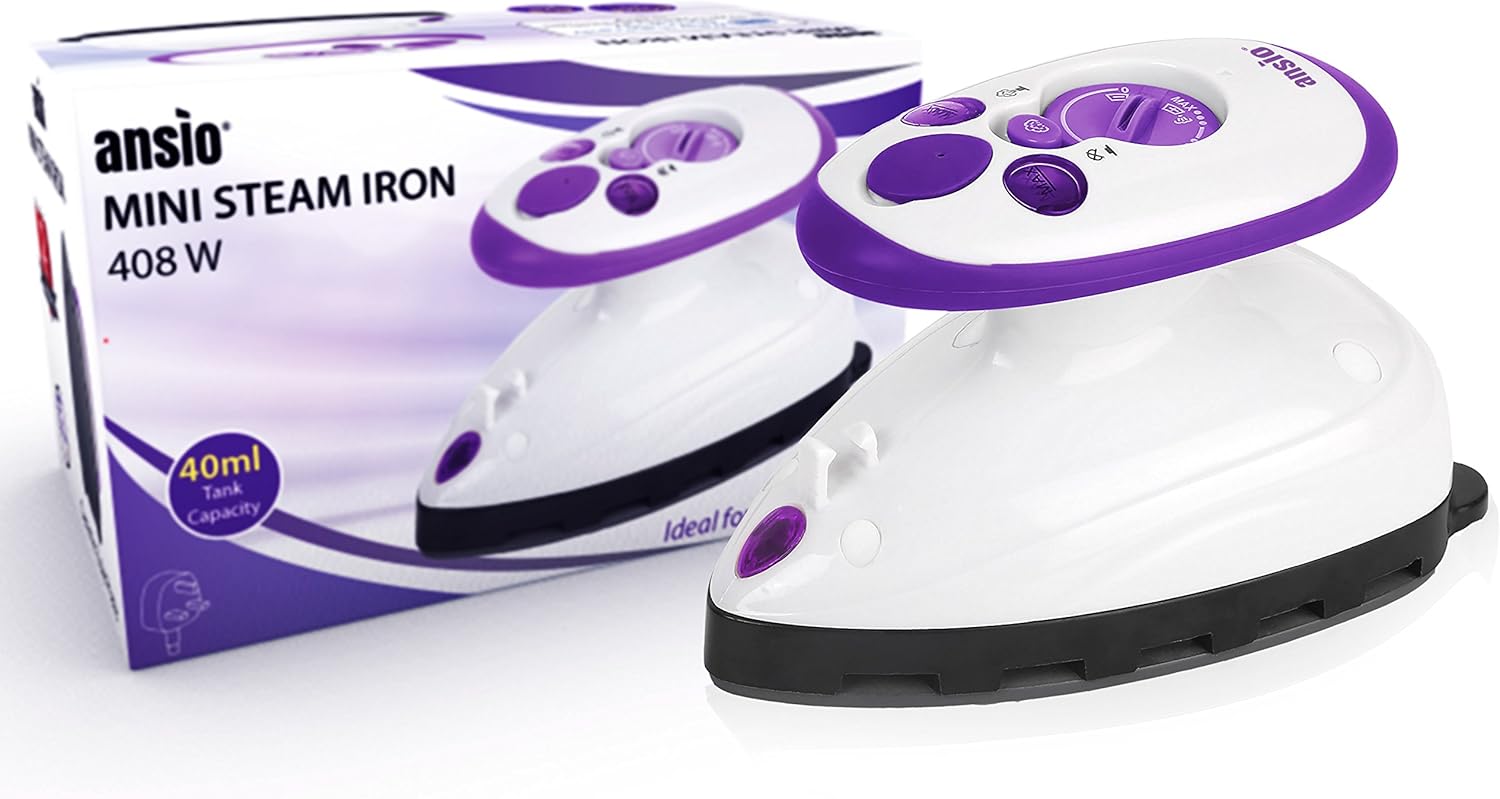Mini Travel Steam Iron 408W Ceramic Soleplate Dual Voltage Compact