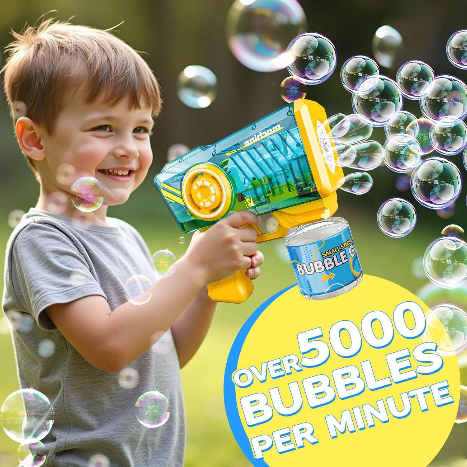 Bubble Gun RGB Light 5000 Kids Outdoor Party Toy Blue