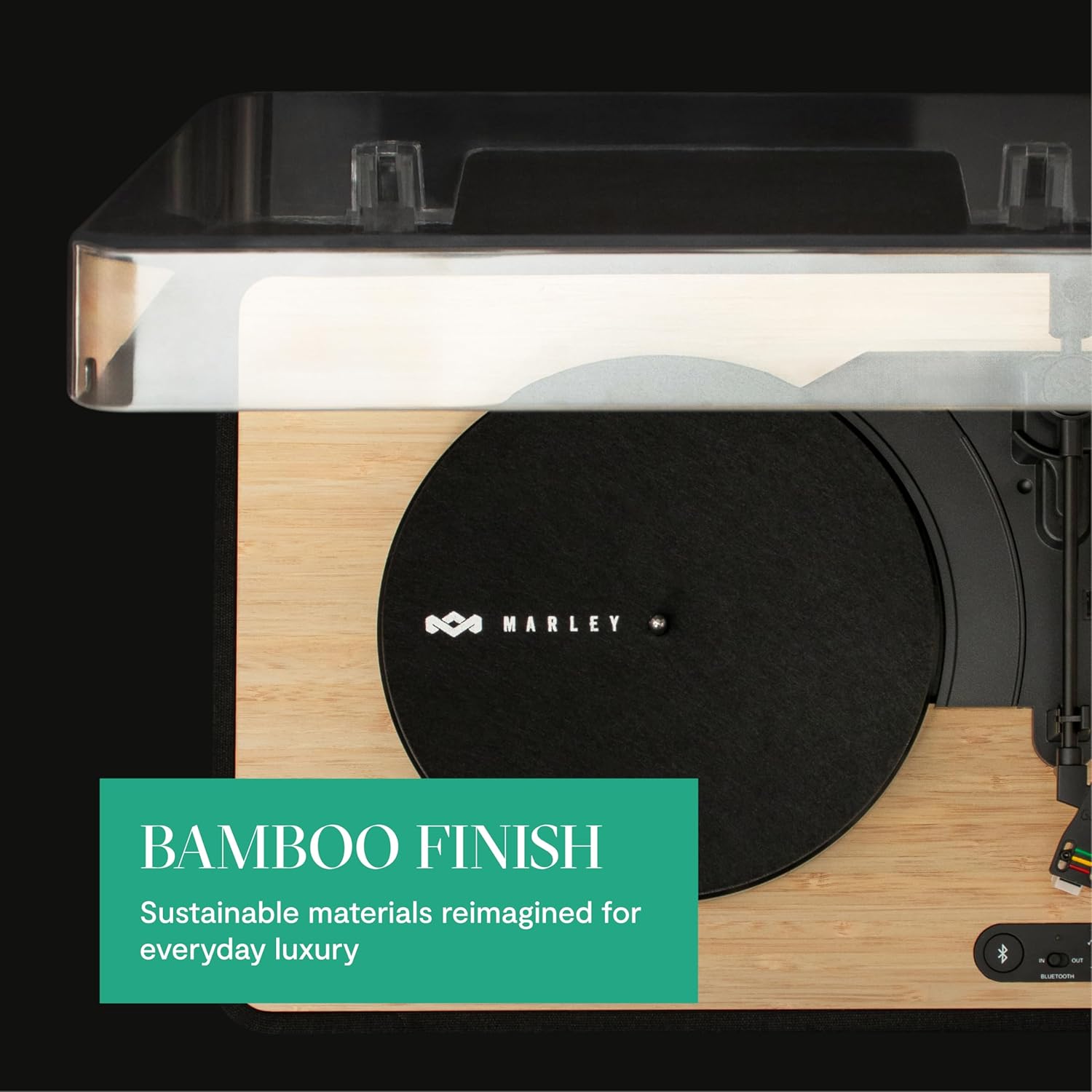 Wireless Bluetooth Turntable with Speakers & Eco Bamboo Vinyl Player