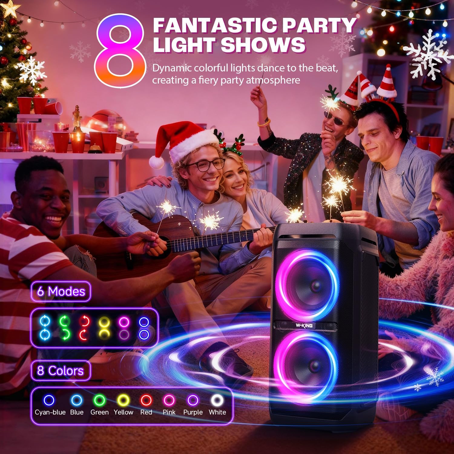 240W Bluetooth Party Speaker Loud Bass Waterproof 24H Playtime RGB