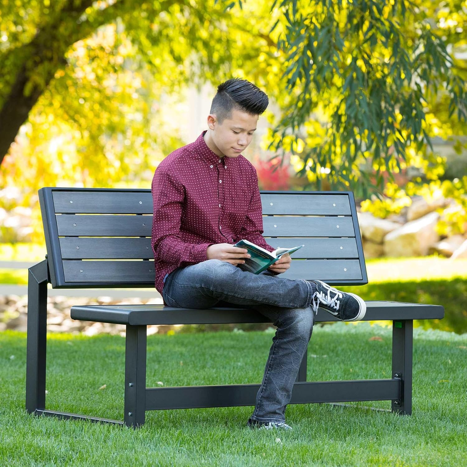 Convertible Bench to Table Outdoor Picnic Seat Weather Resistant Gray