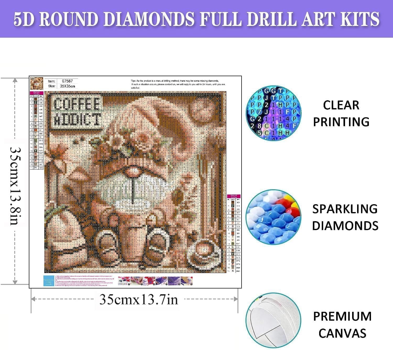Gnome Diamond Painting Kit Coffee DIY 5D Art Canvas 14x14