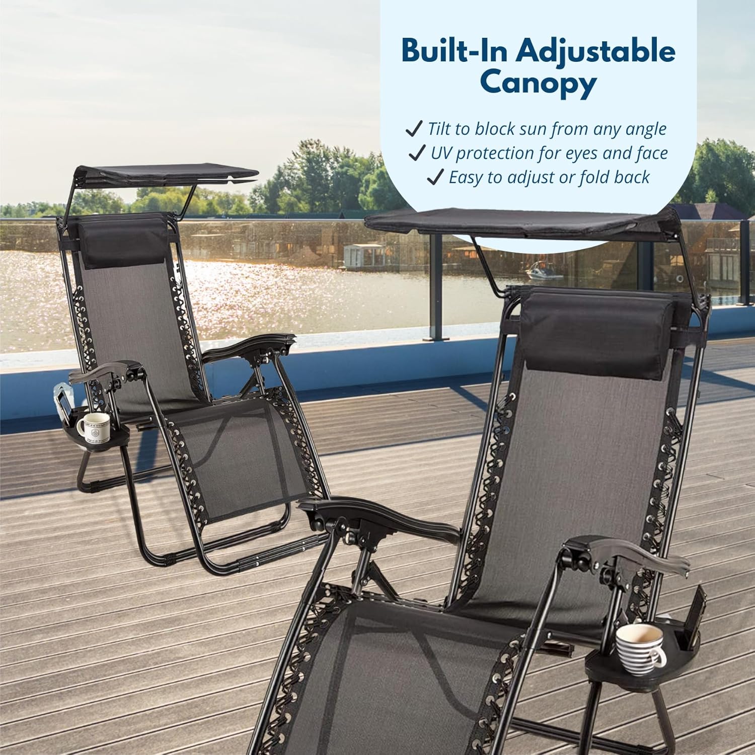 Set of 2 Zero Gravity Sun Lounger Chairs Black