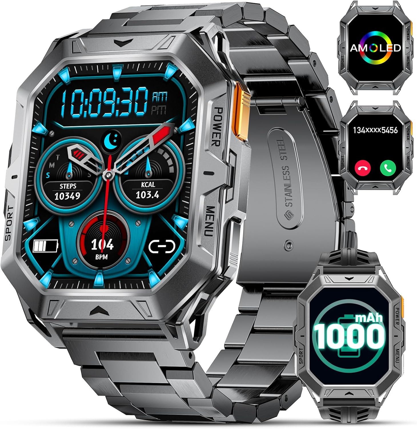 Military AMOLED Smart Watch 1000mAh 120 Sports 5ATM