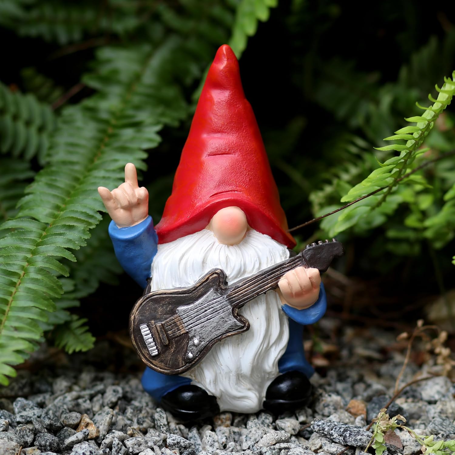 Gnome Guitar Statue Garden Decor Funny Rock Gnome Ornament