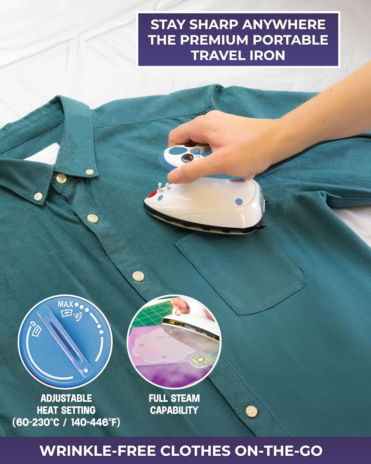 Mini Travel Steam Iron Portable Lightweight Craft Clothes Iron Kit
