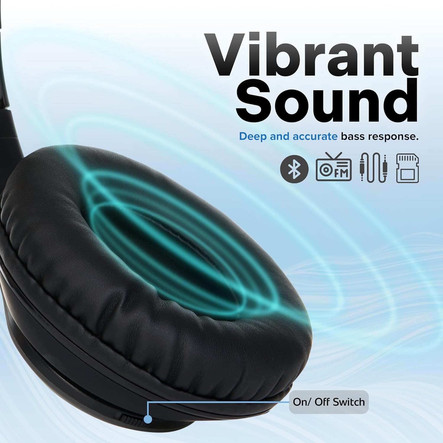 Bluetooth Over Ear Wireless Headphones Foldable HiFi Stereo Mic FM Radio