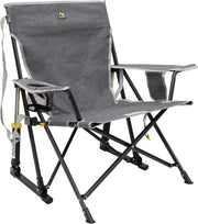 Portable Kickback Rocking Chair with Beverage Holder Grey