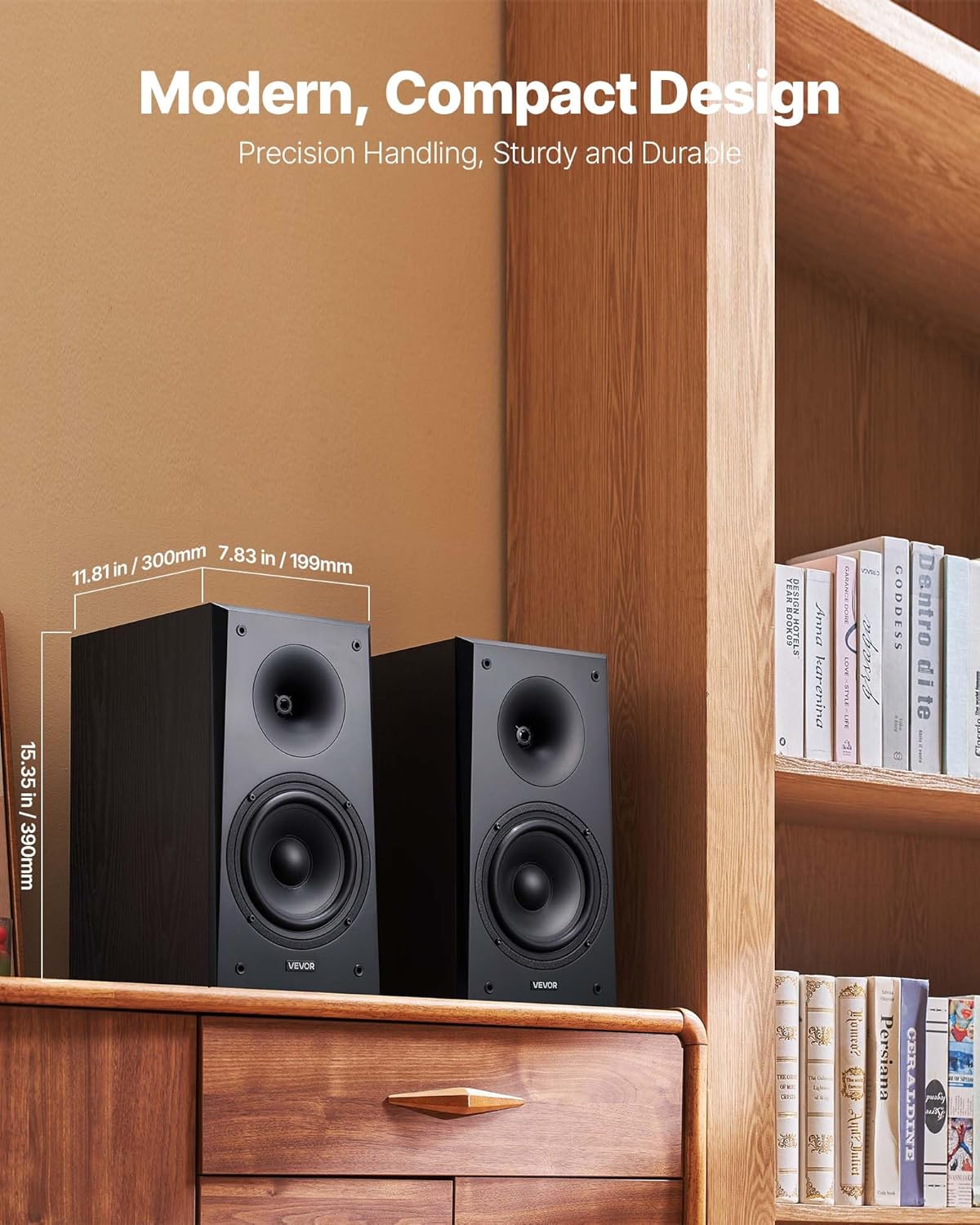 Passive Bookshelf Speakers 6.5 Inch Woofer Stereo Home Theater Pair