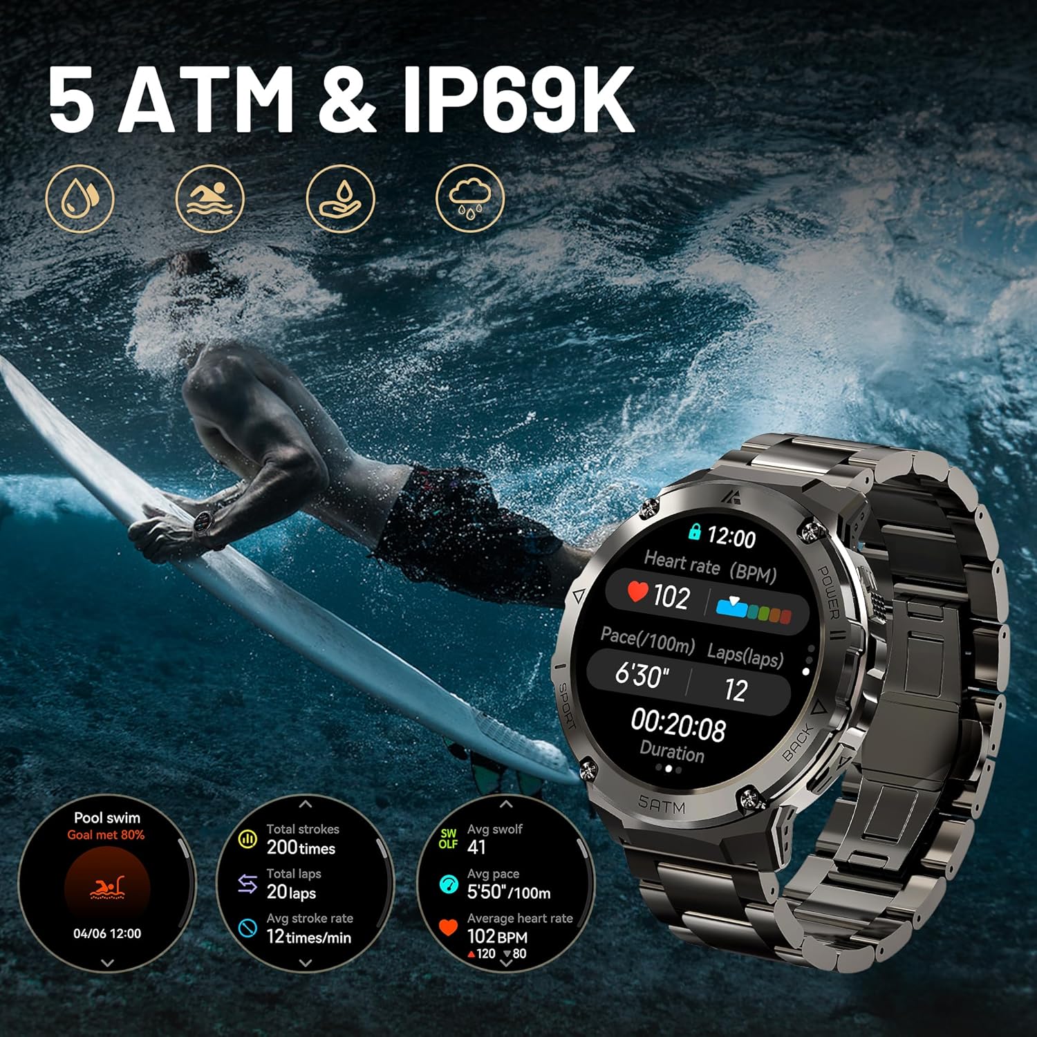 Military GPS Smart Watch 170 Sports 50M Waterproof