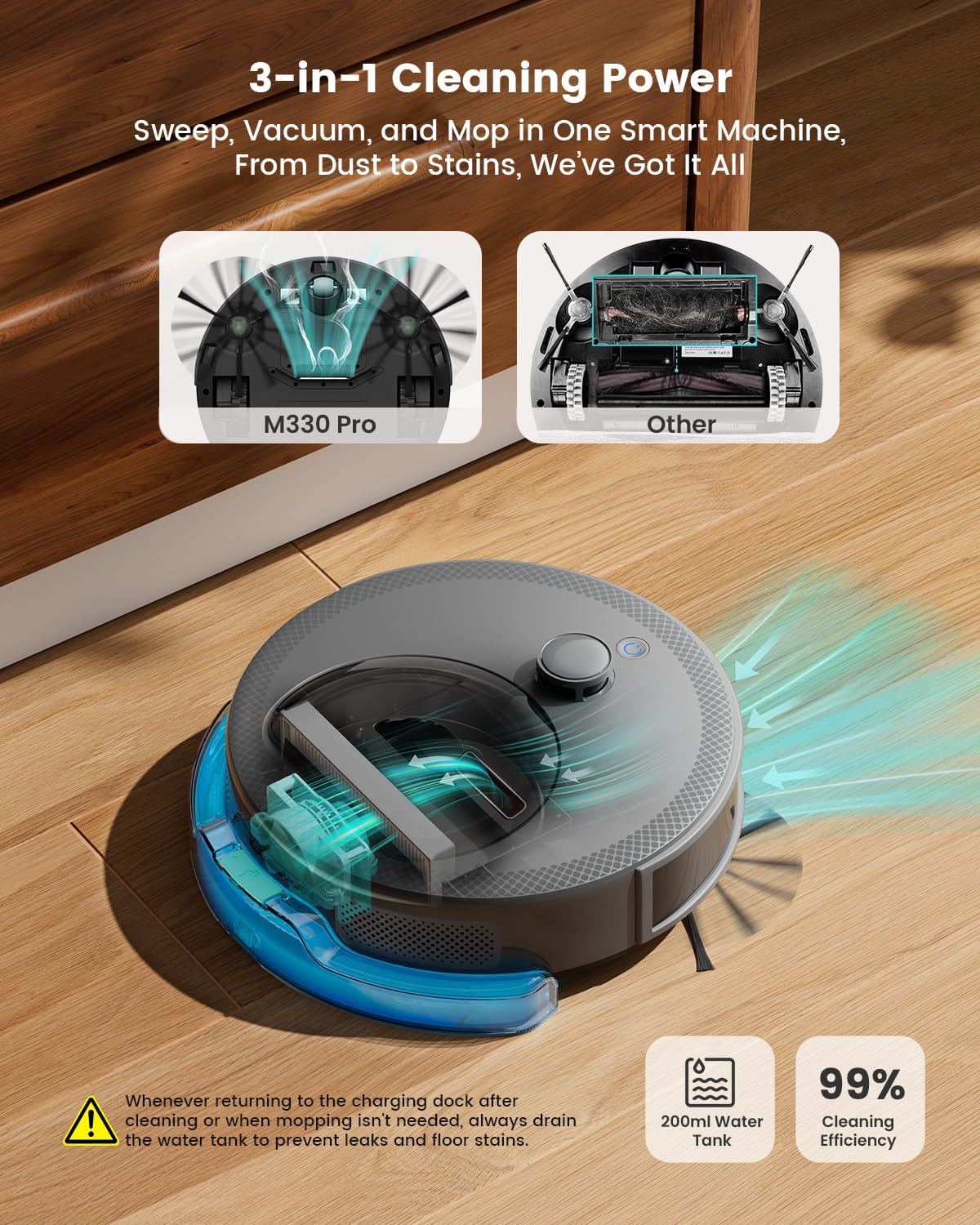 Robot Vacuum Mop 5000Pa LiDAR Mapping WiFi Alexa Pet Hair