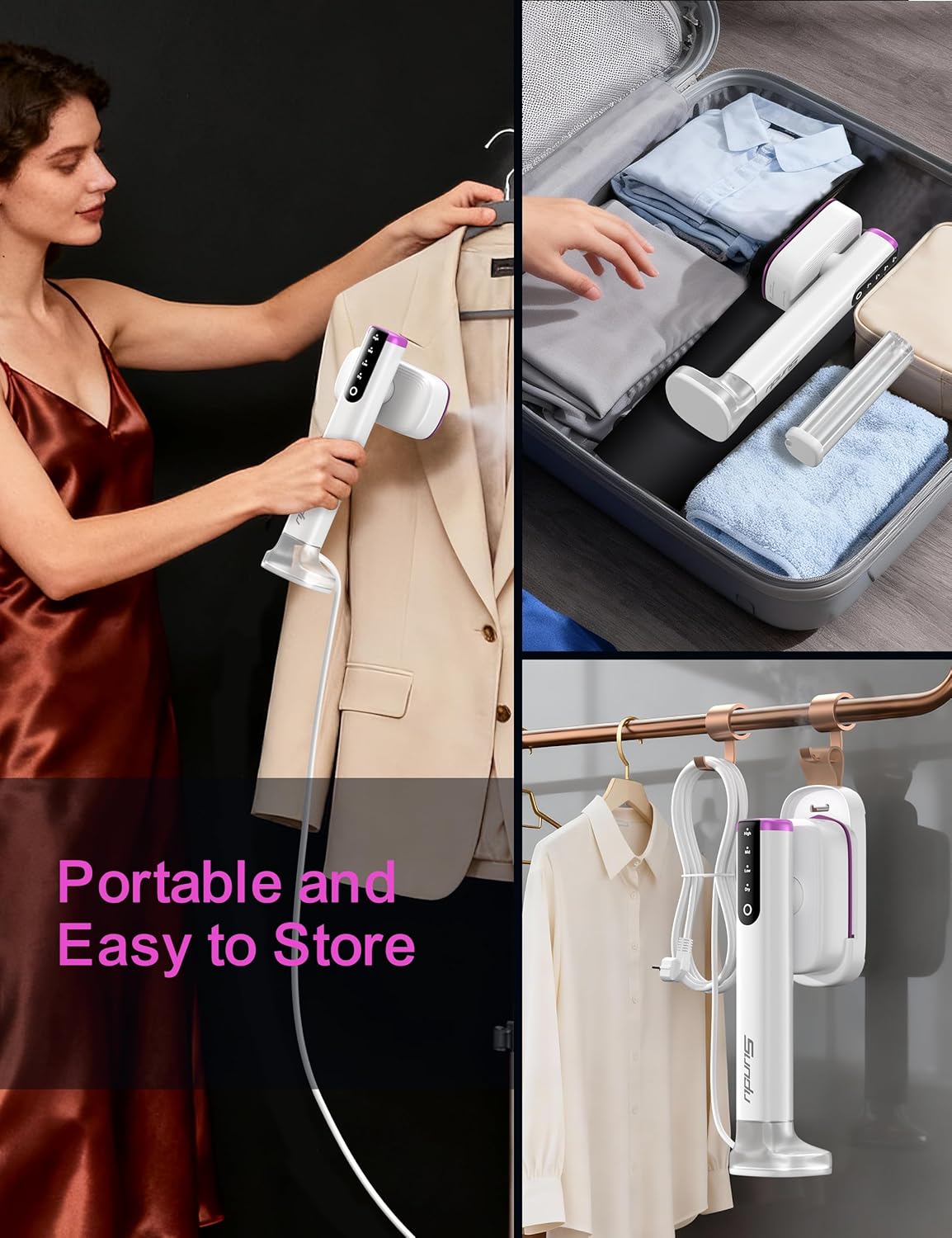 2-in-1 Clothes Steamer 1200W Fast Heat LED Display Travel Iron