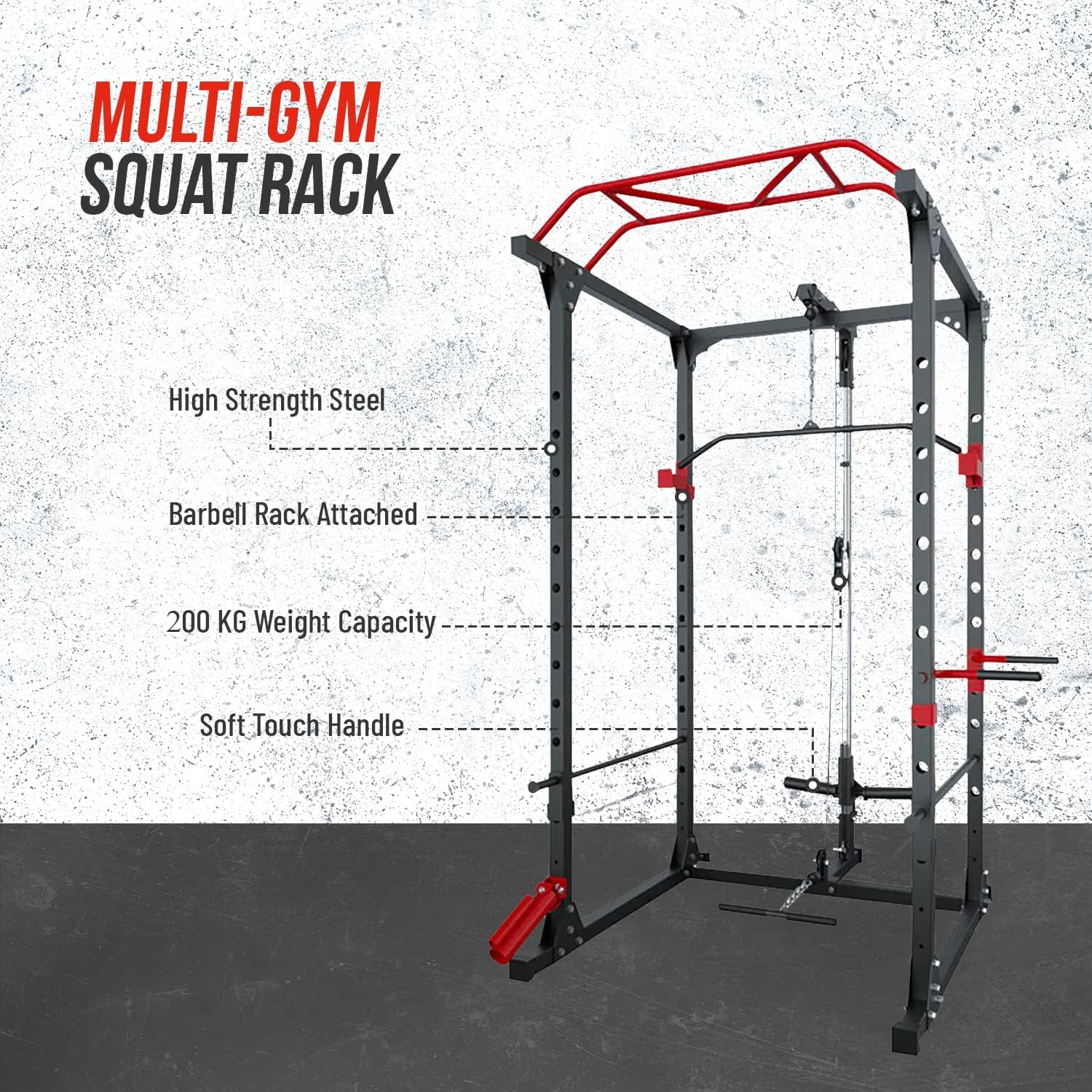 Power Cage Squat Rack Dual Pulley Home Gym Pull Up Station