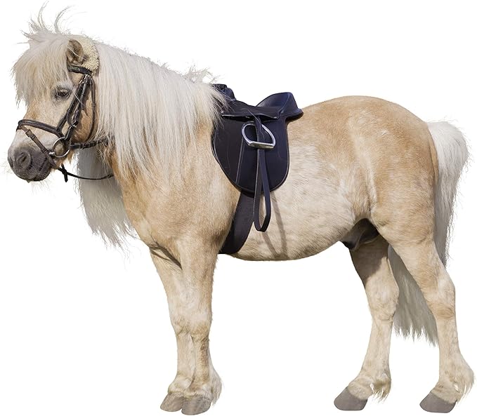 Synthetic Pony Saddle Set Black With Stirrups Straps