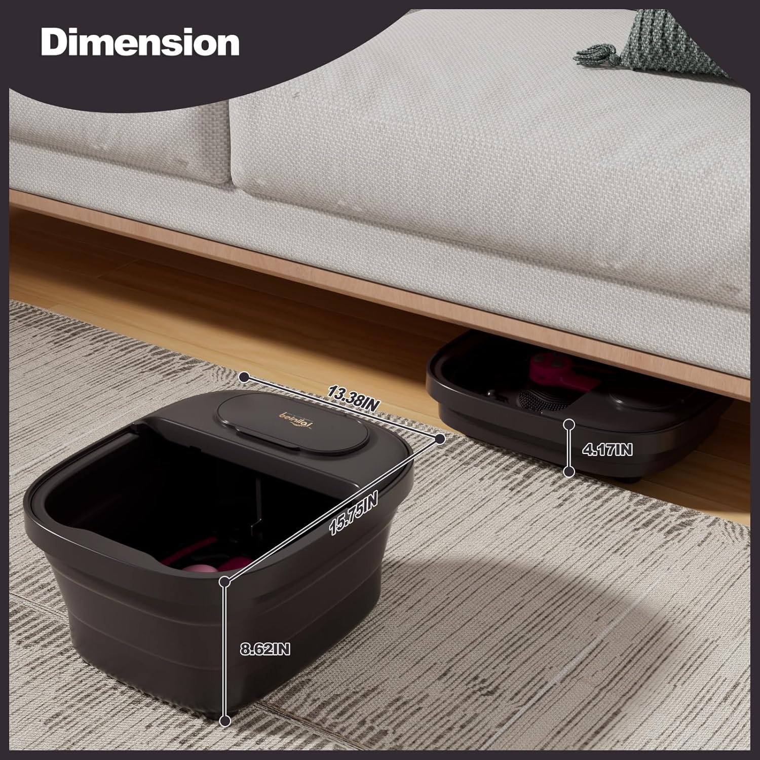 Collapsible Foot Spa Massager Remote Heat Bubble Pedicure Bath