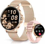 Rose Gold Womens Smart Watch Bluetooth Call Fitness