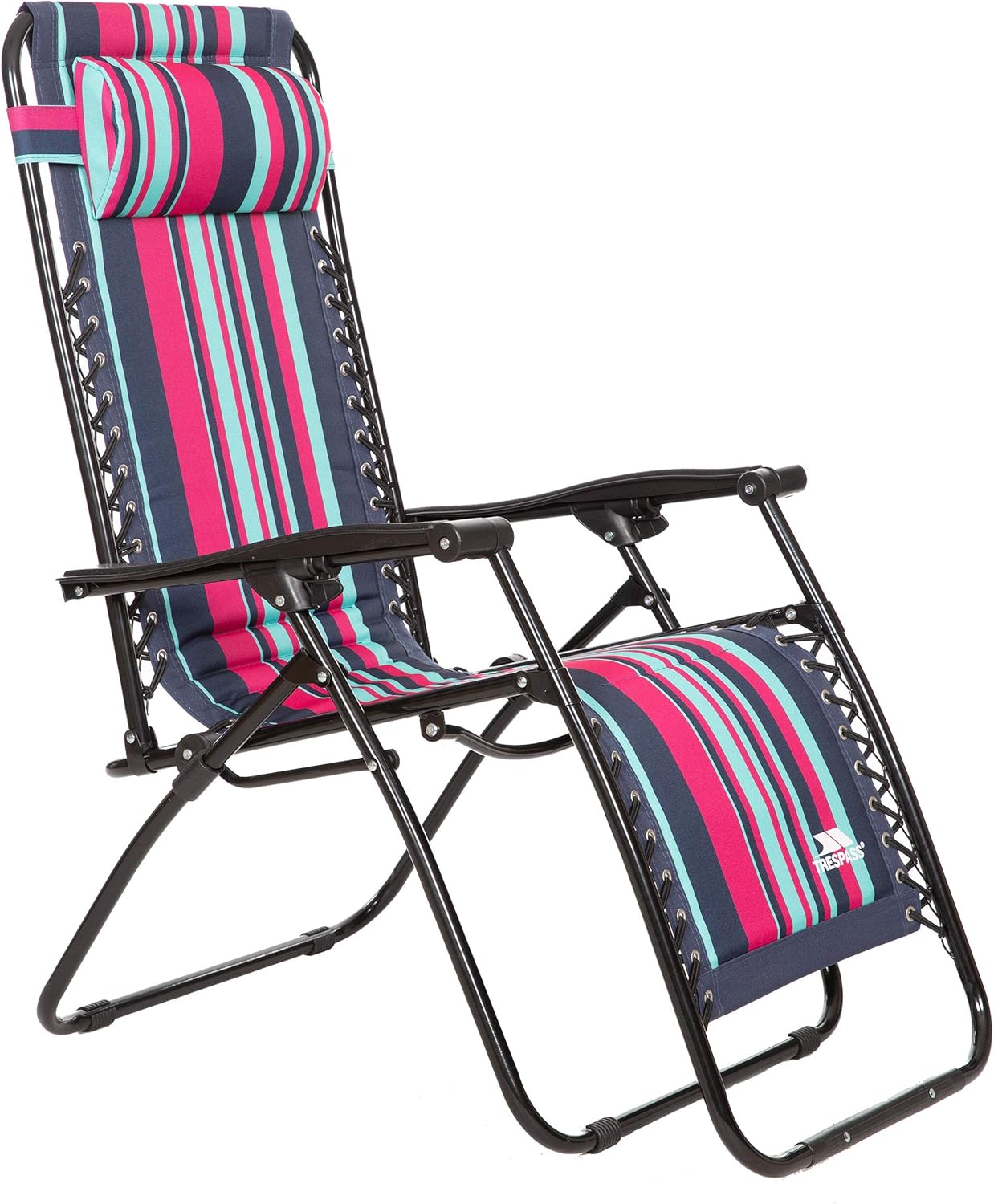 Padded Reclining Sun Lounger Chair Tropical Stripe