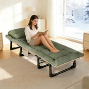 Foldable Sun Lounger Bed Green 6 Position Recliner