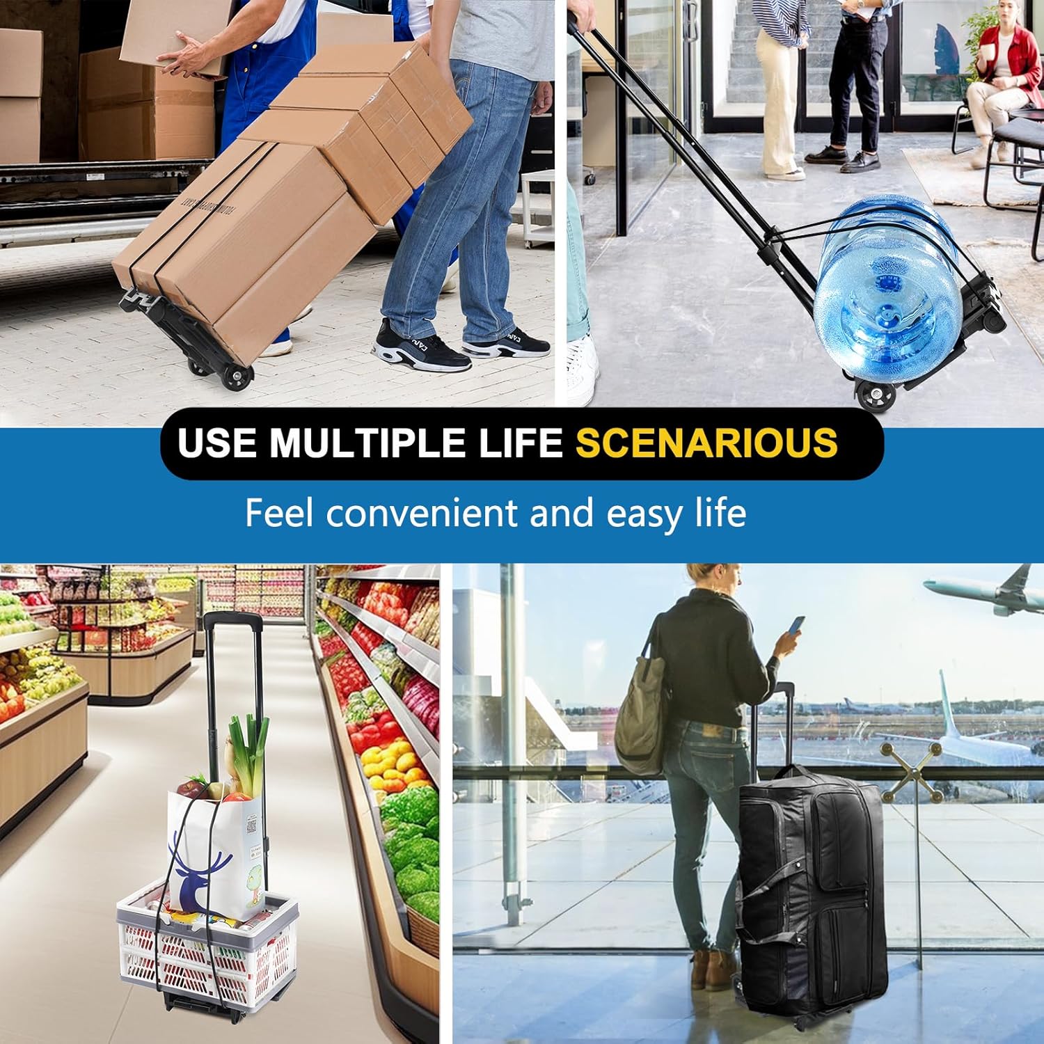 Folding Hand Truck Trolley 25KG 2 Wheel Luggage Cart Steel