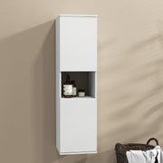 Wall Mounted Tall Bathroom Cabinet White 2 Door Storage Unit