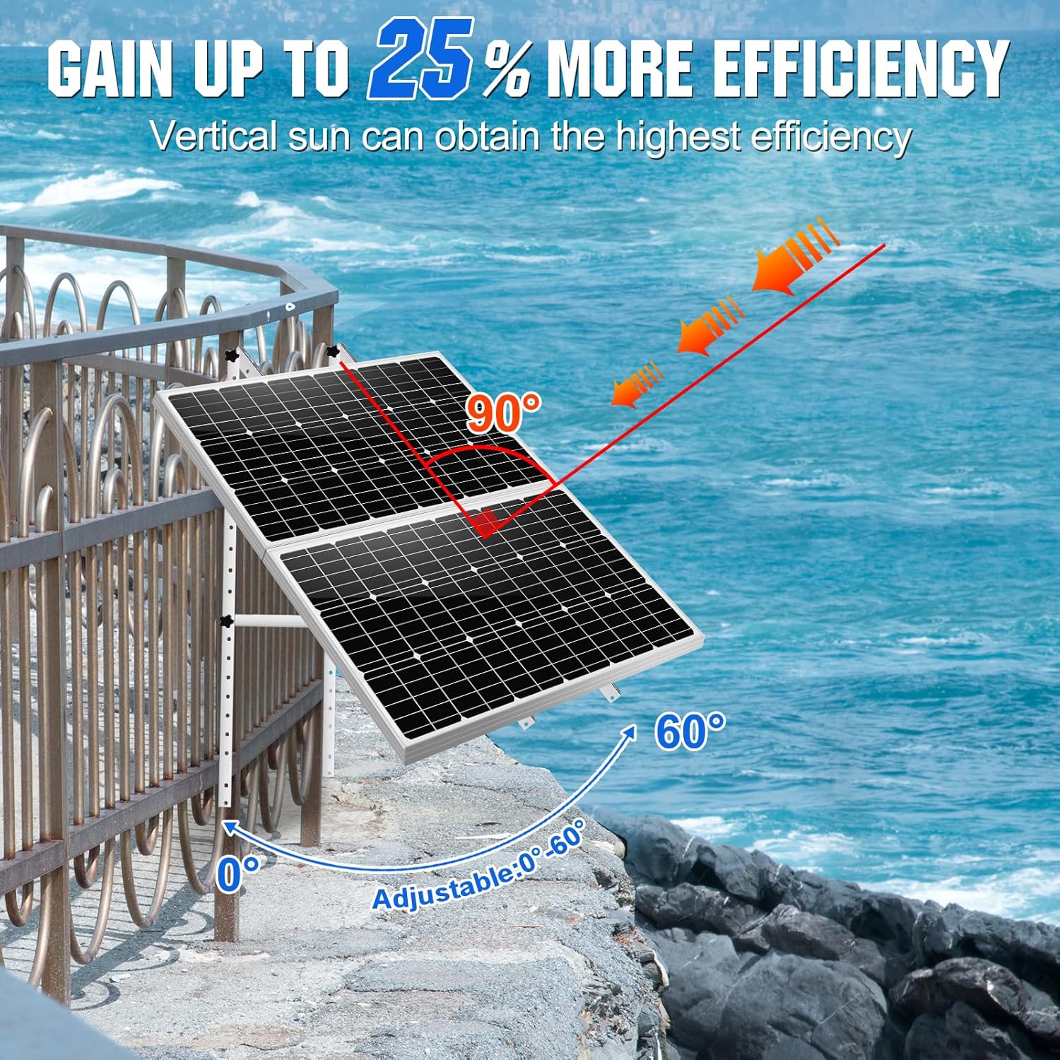 45in Adjustable Solar Panel Mount Brackets 0-90° Roof Van Kit